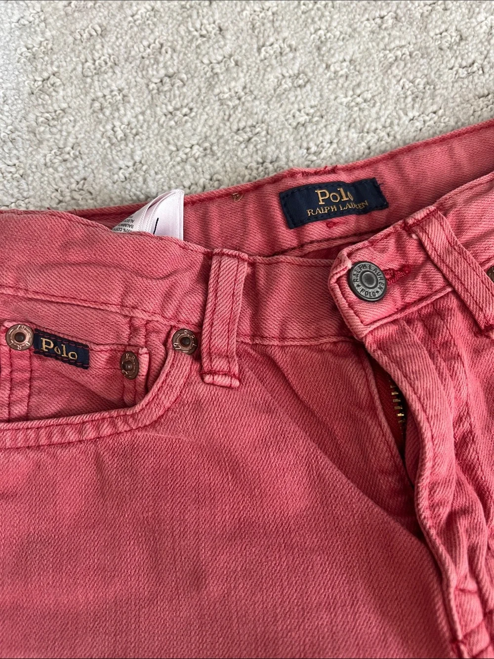 Ralph Lauren coral-red denim shorts
